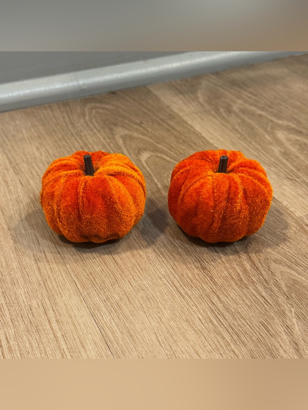 Velvet Mini Pumpkin Decorations - Orange Set of 2